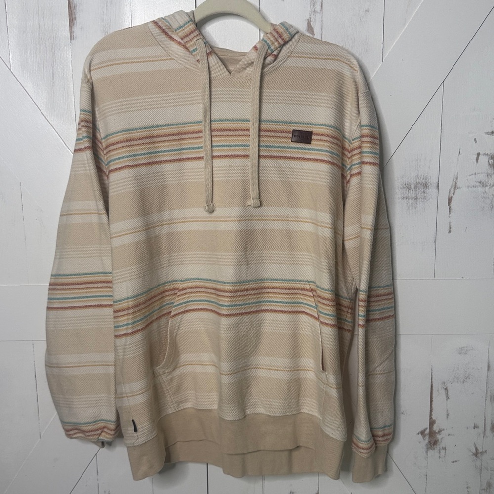 O'Neill Bavaro Cream Striped Pullover Hoodie - Picture 2 of 11